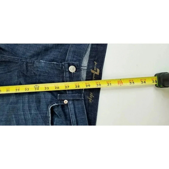 7 For All Mankind Size 29 Dojo Capri Womens Blue Denim Jeans Red Logo Pocket Tag - Picture 10 of 12